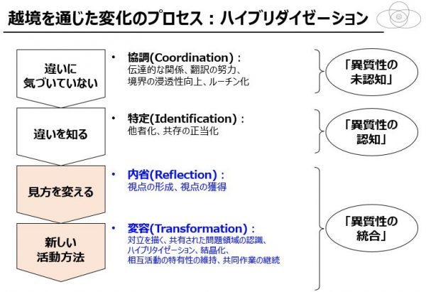 図３：越境を通じた変化のプロセス　ハイブリダイゼーション