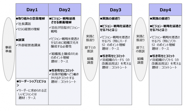 図4：B社事例　ビジョン・戦略を間接的に働きかけ浸透させるプログラム例