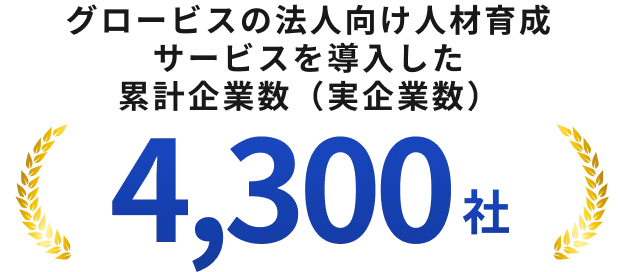 グロービスの法人向け人材育成サービスを導入した累計企業数（実企業数）4,300社