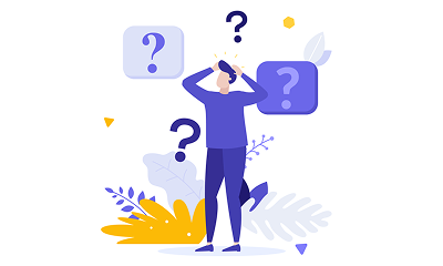 わからないことだらけで悩む男性のイラスト