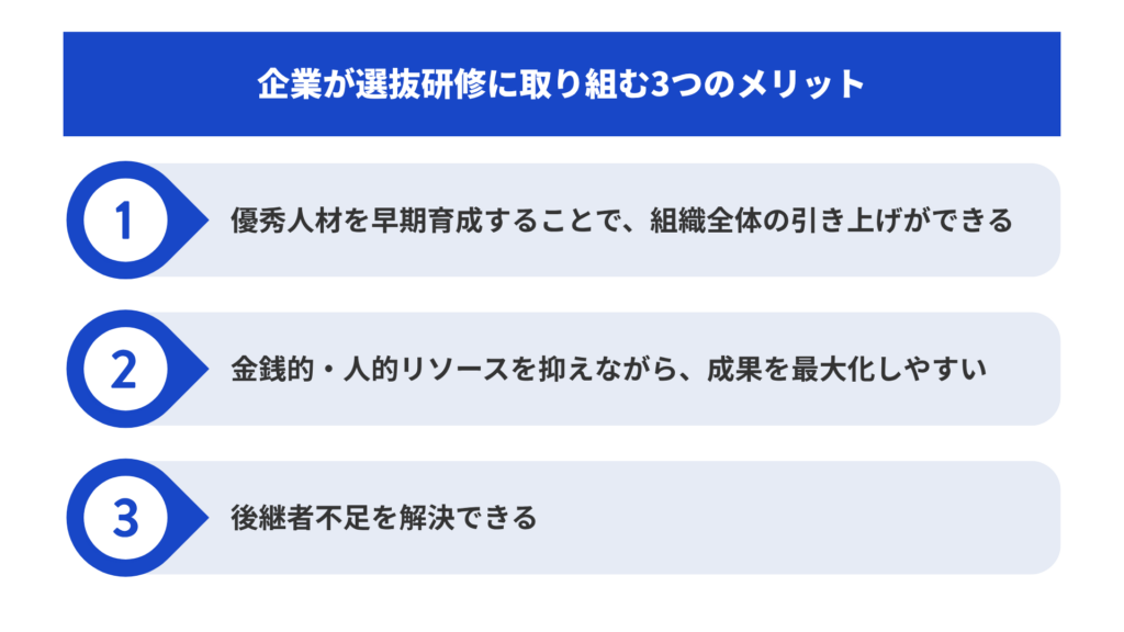 企業が選抜研修に取り組む3つのメリット