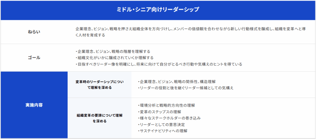 ミドル・シニア向けリーダーシップ